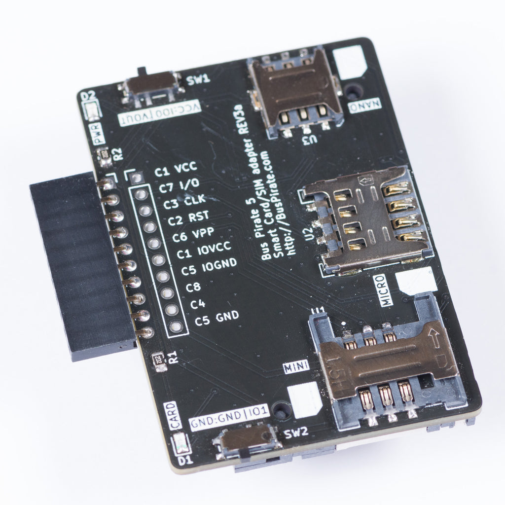 Bus Pirate 5 mini/micro/nano SIM and Smart IC card adapter